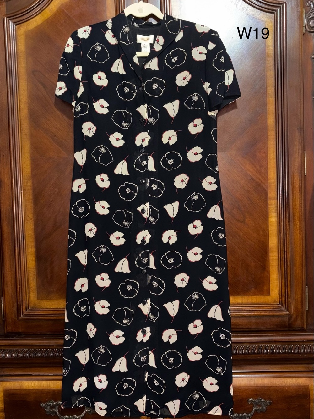 Talbots Black Floral Button-Front Maxi Dress